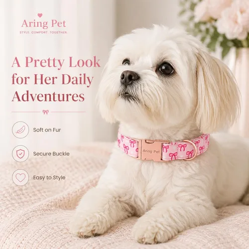 Vista 38 de Aring Pet Collar de algodón, ligero y ajustable, con hebilla de liberación rápida, para perros pequeños, medianos y grandes, para cachorros, S, Hoja