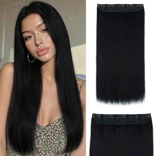 Vista 25 de S-noilite Extensiones de cabello de una pieza con clip, color rubio balayage de 18 pulgadas, en forma de U, extensiones de cabello de trama de una