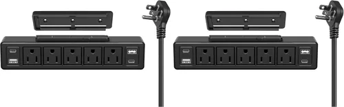 Vista 9 de Regleta de alimentación montable para debajo del escritorio de 40 W, enchufe plano de carga rápida USB-C de 20 W, protector de sobretensiones 1200J