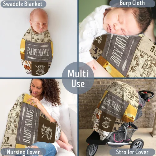 Vista 3 de Mantas de bebé occidentales - Mantas personalizadas y de forro polar personalizadas para niños y niñas, 3 tamaños para hijo y hija recién nacidos