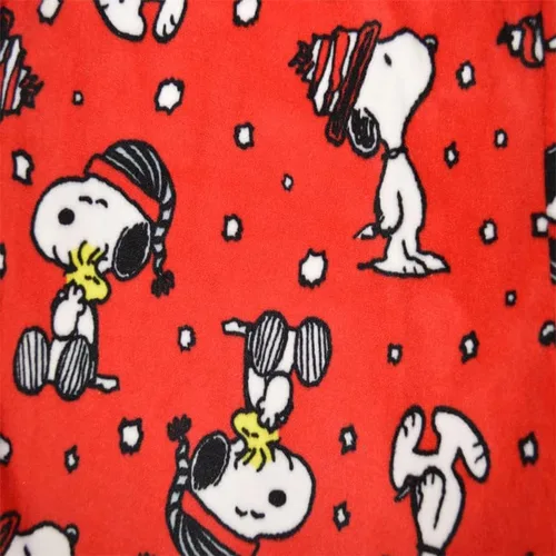 Vista 2 de Richard Leeds Peanuts Snoopy y Woodstock - Pijama de terciopelo con calcetines para mujer, Rojo