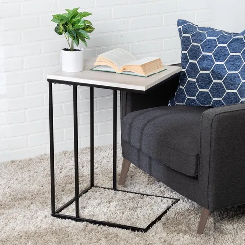 Vista 2 de Honey-Can-Do Mesa auxiliar cuadrada C, natural TBL-09252 negro