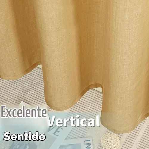 Vista 5 de LAMIT Cortinas de lino semitransparentes de 90 pulgadas para dormitorio, 2 Ojal de plata-marrón caramelo