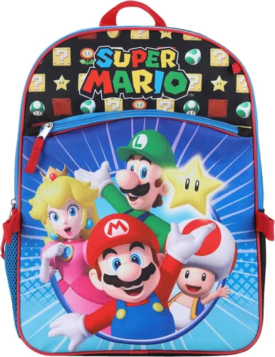 Vista 7 de Bioworld Kids Super Mario Brothers - Juego de mochila y lonchera de 5 piezas Azul