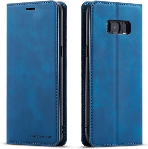 Vista 14 de QLTYPRI Funda para Samsung Galaxy S8, funda de piel sintética premium TPU parachoques con tarjetero Kickstand adsorción magnética oculta a prueba