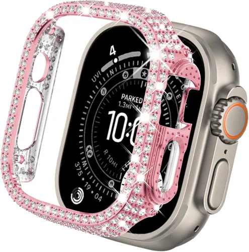 Vista 35 de KADES - Funda protectora completa compatible con iWatch, con protector de pantalla de vidrio templado incorporado, brillante y con diamantes de Negro