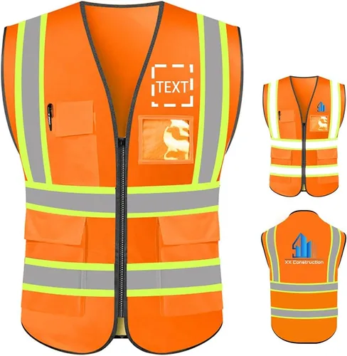 Vista 9 de Personalizar su texto/logotipo/imagen chaleco de seguridad de alta visibilidad ropa de trabajo de protección con tiras reflectantes