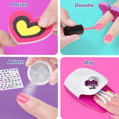 Vista 5 de Golray Kit de spa y uñas para niños, regalo para niñas de 5, 6, 7, 8 a 12 años, juguetes de manicura y pedicura, salón de arte, burbujas de masaje