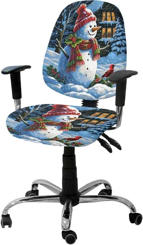 Vista 8 de Juego de 2 fundas elásticas para sillas de oficina y computadora, fundas elásticas para asiento de silla giratoria de escritorio, fundas protectoras