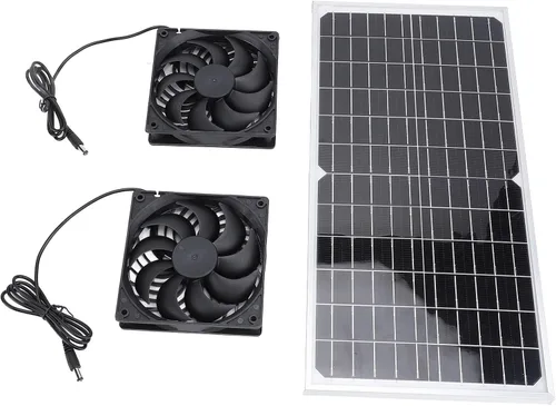 Vista 4 de CCYLEZ Solar Dual Fan Kit, High Efficiency Monocrystalline Solar Powered Ventilation System with 16W Dual Exhaust Fans for Chicken Coops Greenhouses
