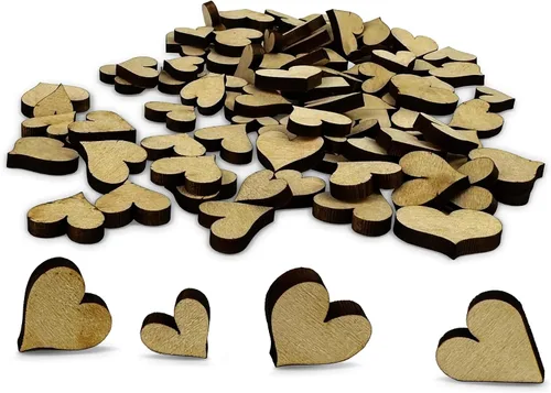 Vista 24 de Confeti – Madera grabada – Decoración rústica de madera para boda, decoración de mesa de fiesta (comer, beber y casarse)