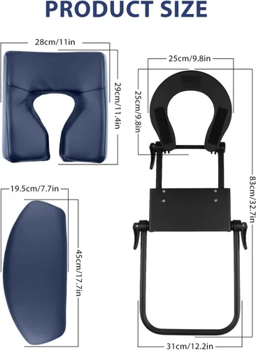 Vista 2 de EBANKU Kit de masaje para la parte superior del colchón, cojín ajustable para reposacabezas y almohada boca abajo con reposabrazos de mesa de masaje