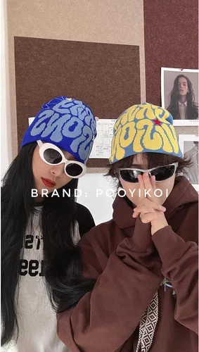 Vista 4 de Pooyikoi Sombrero de punto para hombres y mujeres, gorra de calidad, gorro cálido Harajuku, gorro gótico, patrón de araña, lana, acrílico, Y2k