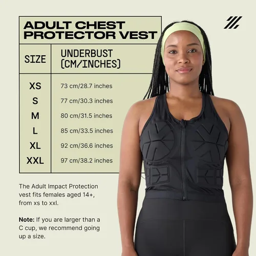 Vista 5 de Zena Sport - Chaleco protector de pecho para adultos para mujer - Chaleco de compresión acolchado con cremallera frontal - para deportes