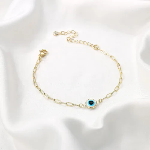Vista 6 de Delicadas pulseras de mal de ojo para mujer, chapadas en oro, ajustable, mal de ojo de la suerte, amuleto de la suerte, regalos