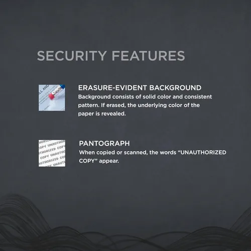 Vista 5 de DocuGard Papel de seguridad multiusos azul estándar, prevención de fraudes, 2 características de seguridad, compatible con impresoras láser