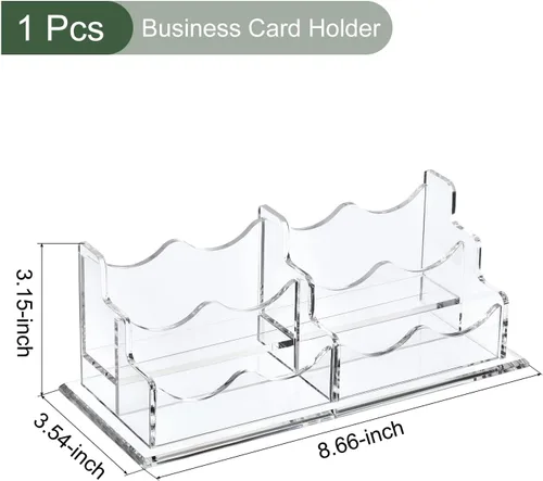Vista 2 de YOKIVE Portatarjetas de visita de acrílico, pantalla para tarjetas de visita con 4 ranuras, organizador de tarjetas, ideal para oficina, escritorio