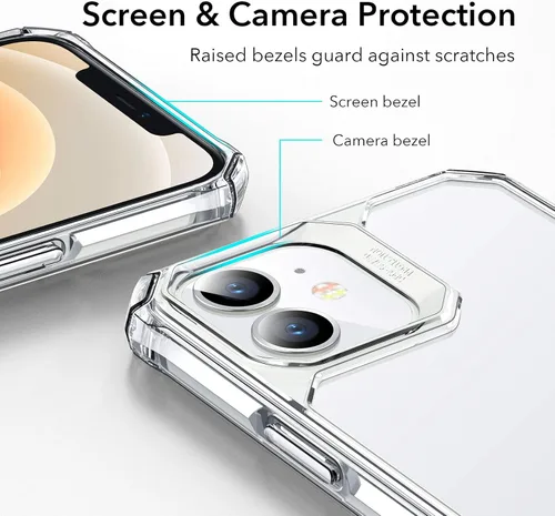 Vista 3 de ESR Funda para iPhone 12/iPhone 12 Pro, protección de grado militar, esquinas de protección de aire a prueba de golpes, parte trasera resistente al