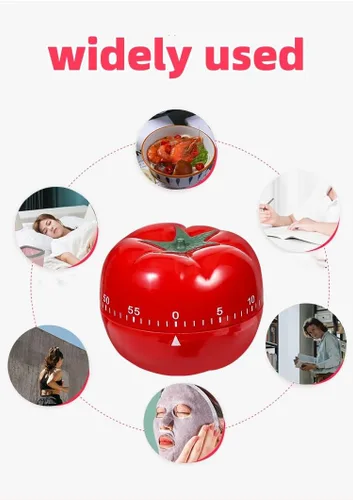 Vista 2 de Temporizador de cocina mecánico, rojo, cuenta regresiva de 60 minutos Alarma fuerte para cocinar, fácil de usar, sin batería