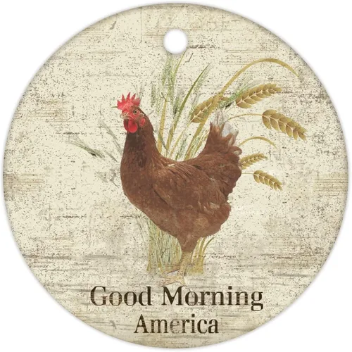 Vista 4 de Adorno de Navidad Country Life Good Morning Cock Chicken Gooster Adorno de recuerdo de vacaciones, adorno de gallo Good Morning America Decoración
