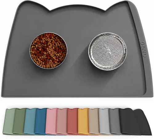 Vista 9 de OHMO - Tapete de silicona para comida para gatos, tapete de alimentación de mascotas para el piso, antideslizante e impermeable, bandeja para agua