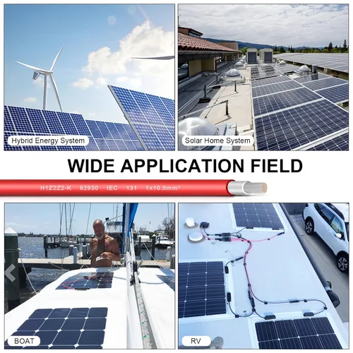 Vista 6 de Cable de extensión fotovoltaico de cobre estañado 8AWG (10 mm²), cable de conexión de panel solar para caravanas al aire libre, lancha automotriz