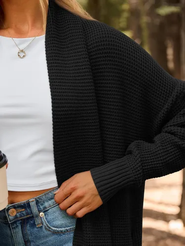 Vista 5 de LILLUSORY - Cárdigan largo para mujer, abrigo de invierno de gran tamaño con frente abierto