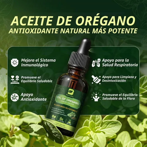Vista 3 de B BEWOTHS Aceite orgánico de orégano en gotas con aceite de semilla negra