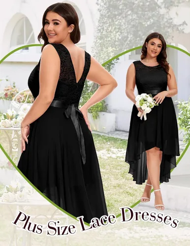 Vista 6 de BeryLove Vestido de cóctel de encaje formal para mujer, fiesta de invitada Negro