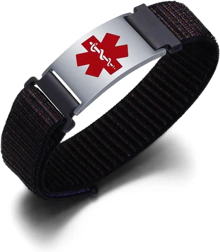 Vista 24 de Pulseras deportivas personalizadas de alerta médica para mujeres y hombres – Pulseras de identificación médica personalizadas con grabado gratuito