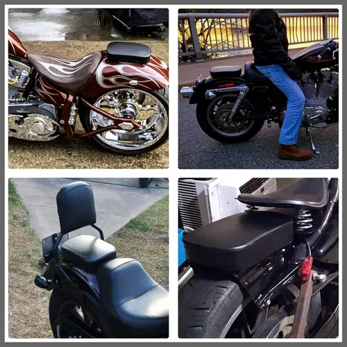 Vista 6 de DREAMIZER Cojín de Cuero para Asiento Trasero de Motocicleta con 8 Ventosas Rectangular Compatible con Motos Harley Custom (Negro)