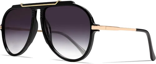 Vista 12 de GUVIVI Gafas de sol de aviador de gran tamaño para mujeres y hombres, estilo retro de los años 70, lentes de sol de metal dorado sin enredos