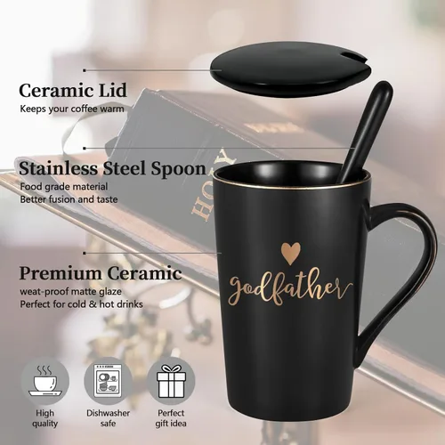 Vista 4 de YHRJWN Regalo de Propuesta para Padrinos, Taza de Café para Madrina y Padrino, Regalos de los Ahijados para los Padrinos, Regalos para Padrinos