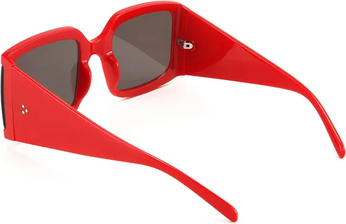 Vista 2 de FEISEDY Vintage Shades - Gafas de sol cuadradas de lujo de gran tamaño, montura gruesa para hombres y mujeres, B2672
