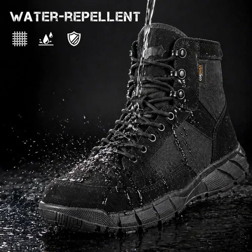 Vista 3 de ANTARCTICA Botas Militares Tácticas Ligeras para Hombre para Senderismo y Trabajo Negro