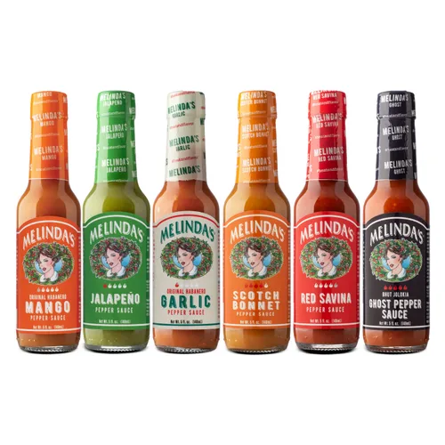 Vista 9 de Melinda's Chef Fig's Heat & Flavor Collection - Juego de regalo de salsa picante gourmet con una variedad de sabores y niveles de especias, incluye