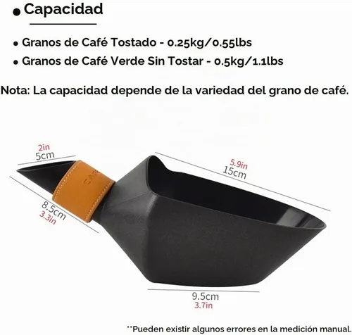 Vista 2 de CAFEMASY Cuchara medida de café en grano de café, pala Kilo Bean Scooper (negra-pequeño)