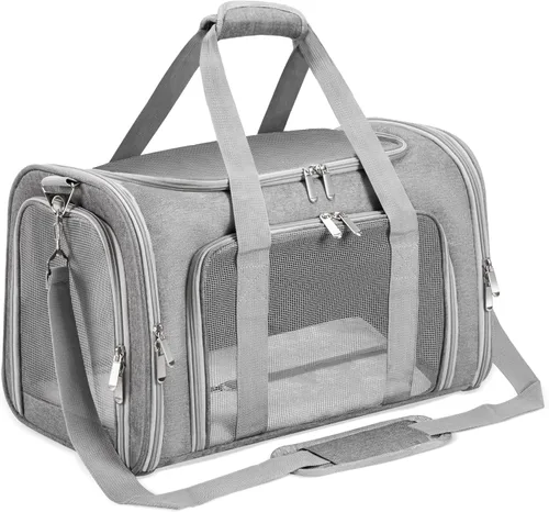 Vista 8 de Transportador de lados suaves para gatos/perros/mascotas, transportadores de viaje plegables para mascotas para gatos grandes/perros pequeños