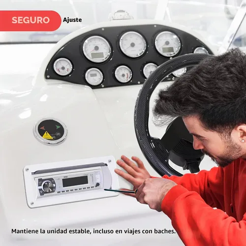 Vista 7 de Pyle Pyle PLMRCW2 - Cubierta estéreo marina resistente al agua, protector de radio de barco resistente con puerta abatible y liberación con resorte