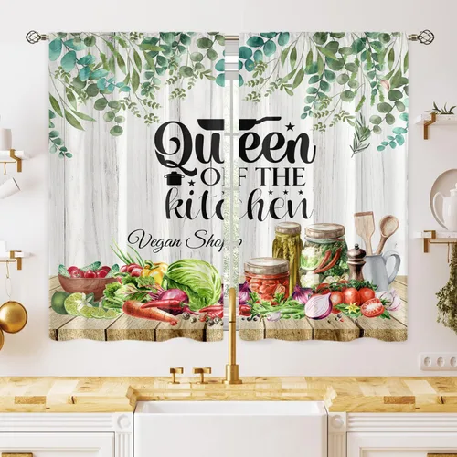 Vista 37 de Cortinas de ventana de cosecha de otoño, marco de madera rústica, cortinas florales de pacas de heno y calabaza, cenefa de cocina de Acción