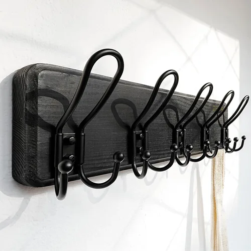 Vista 8 de Dseap Perchero para Abrigos Montado en Pared - Perchero Resistente de Estilo Granja Rural con 5 Ganchos de Alambre para Ropa, Sombrero, Chaqueta