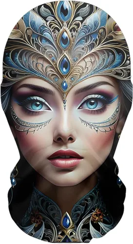 Vista 6 de Red Plume Pasamontañas 3D, máscara refrescante de cara completa, polaina para el cuello de Halloween, transpirable, estampada, bandana
