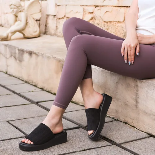 Vista 4 de Leevar Sandalias de plataforma para mujer Sandalias de plataforma acolchada de espuma viscoelástica suave Sandalias de plataforma sin espalda