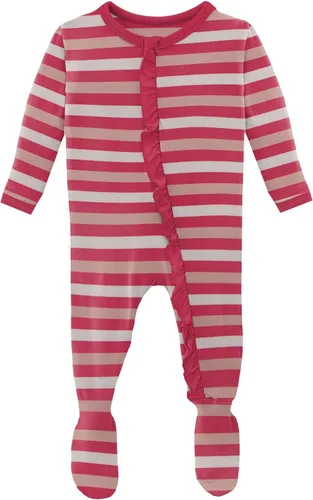Vista 12 de KicKee - Mameluco clásico con volantes y cremallera, ropa de dormir suave, ropa de una sola pieza para bebé niña
