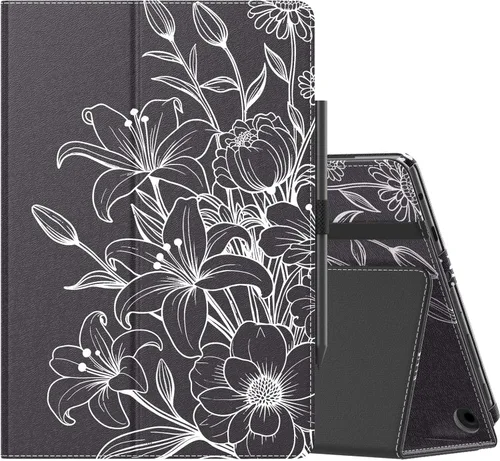 Vista 27 de MoKo - Funda para tablet Kindle Fire HD 10 y 10 Plus (11.ª generación, versión 2021), diseño delgado y plegable con función de encendido y apagado