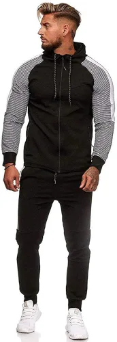 Vista 2 de Conjunto deportivo de 2 piezas para hombre, conjunto deportivo con cremallera, conjunto de pantalones deportivos para correr, conjunto deportivo