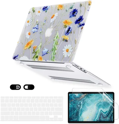 Vista 11 de Funda para MacBook Air de 13 pulgadas A1466 A1369 versión 2010-2017, 5 en 1 carcasa rígida de plástico, funda para teclado, protector de pantalla