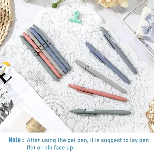 Vista 6 de Thenshop Bolígrafo retráctil de tinta de gel con repuesto de clic negro de 0.020 in, escritura suave, lindo secado rápido, punta fina y estética