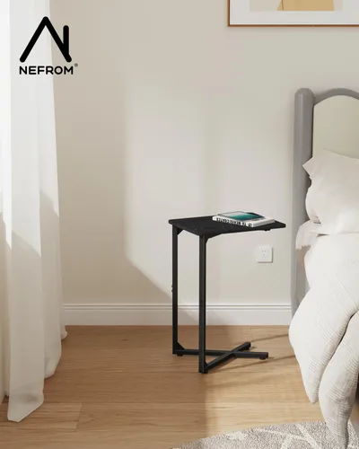 Vista 5 de Mesas auxiliares en forma de C, juego de 2 bandejas para sofá TV, mesa auxiliar pequeña para sala de estar, dormitorio, mesita de noche ET-X-BK2