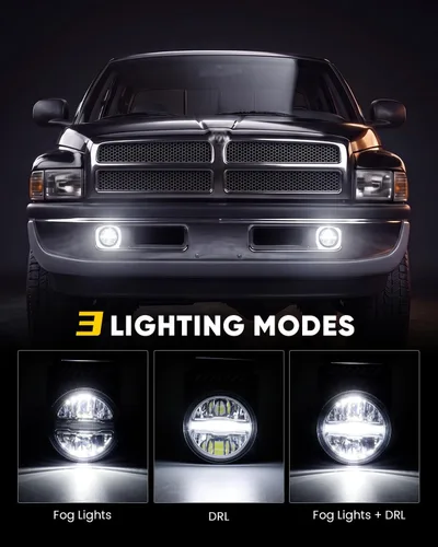 Vista 4 de Conjunto de luces antiniebla LED DRL para Dodge Ram 1500/2500/3500